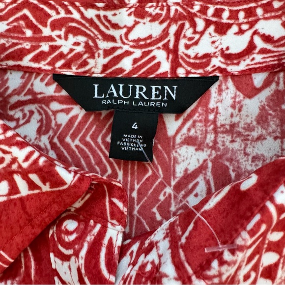 Lauren Ralph Lauren Belted Paisley Midi Shirt Dress Collared Pleated NWOT Size 4 - Picture 14 of 16